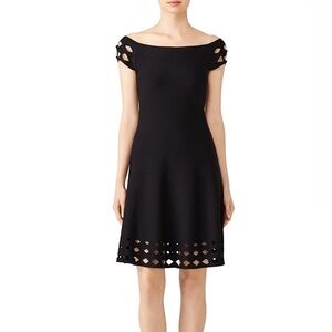 Shoshanna Amsterdam Off the Shoulder Dress Knit Cutout Details Black Medium